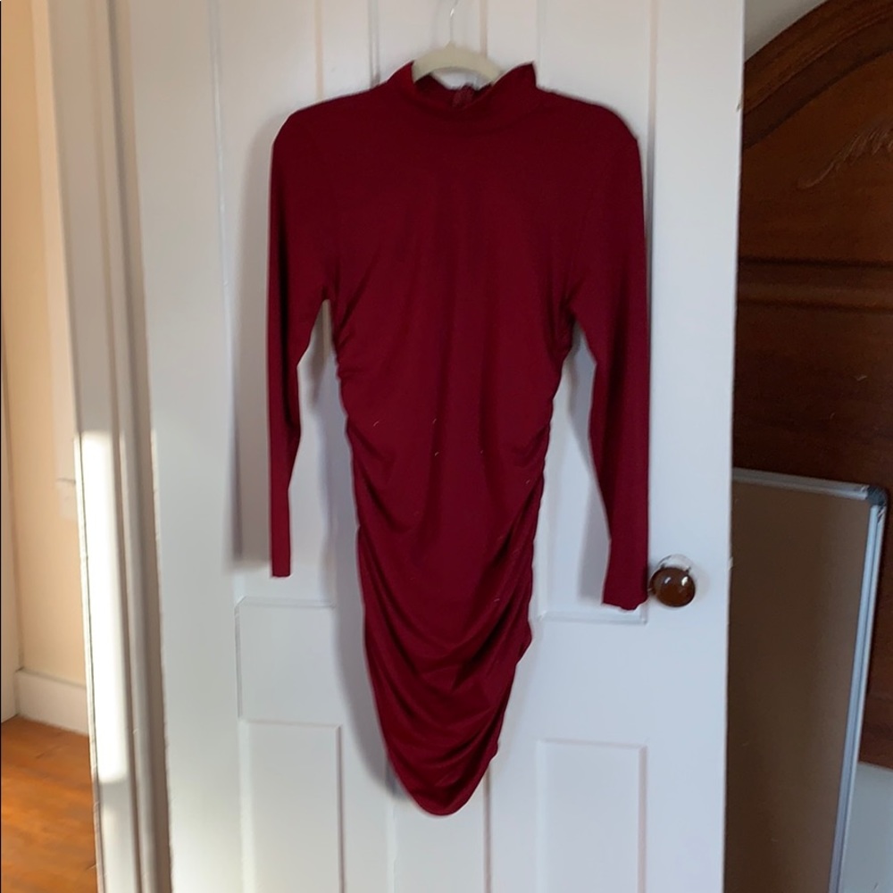 Ruched back Long Sleeve mini dress